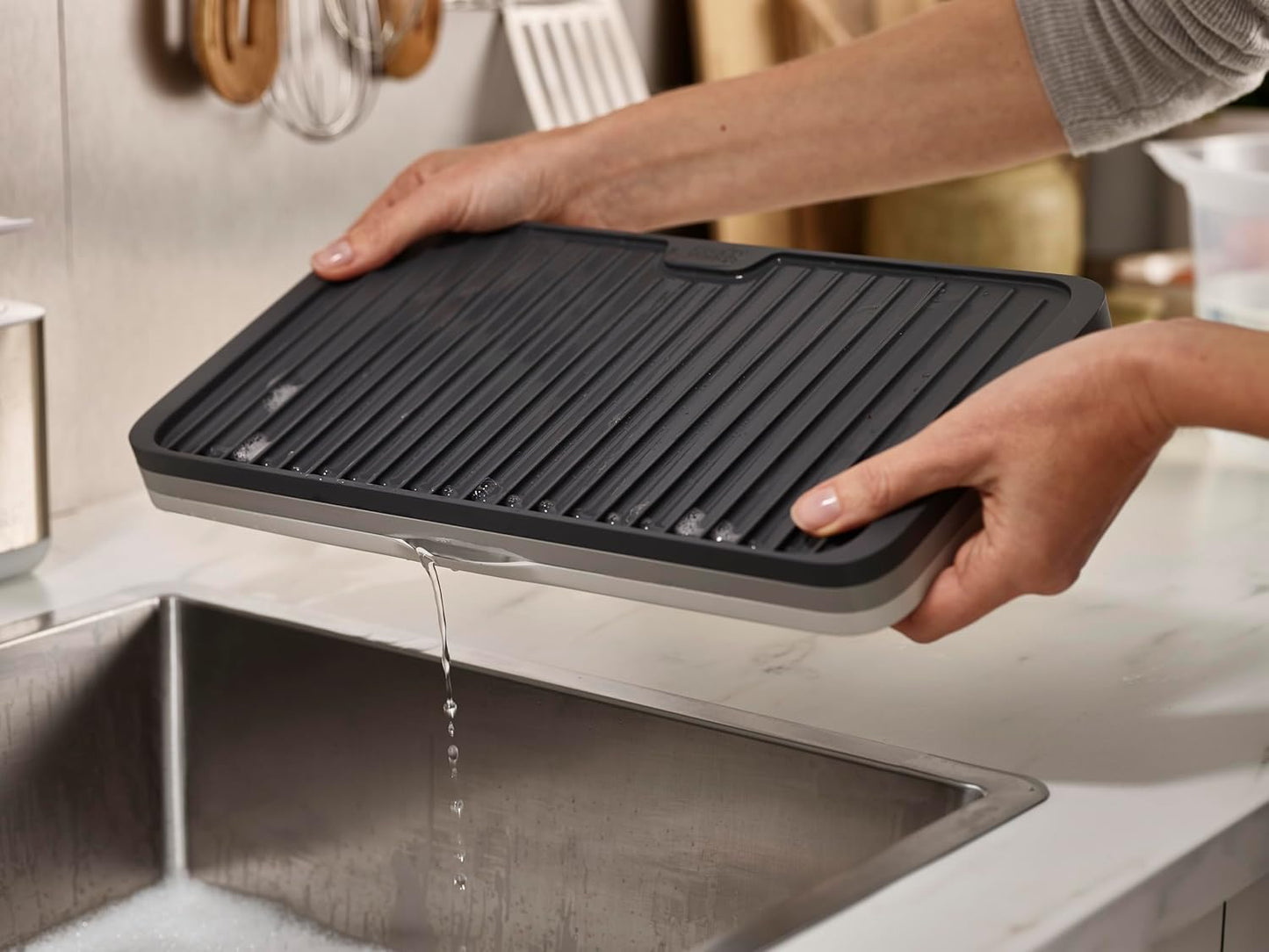 Joseph Joseph Tier Expandable Draining Board, Dish Rack Drainer, Plastic, Grey