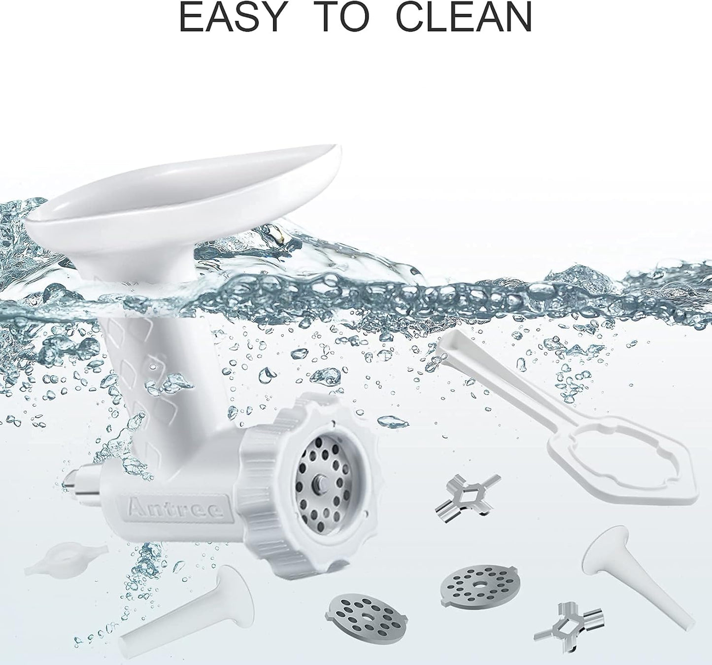 Food Meat Grinder Attachments for KitchenAid Stand Mixers, Excellent Food Grade Meat Grinder Accessories Meat Mixer Attachment Including 2 Sausage Stuffer Tubes Rust-proof and Durable