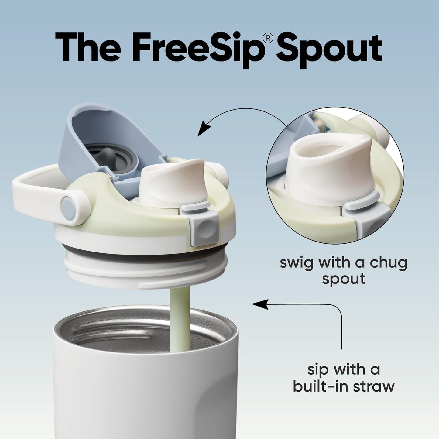 Owala FreeSip Sway Insulated Stainless Steel Water Bottle with Two-Way Spout, Built-In Straw and Bucket Handle, Made for Travel, School, and Sports, 30oz, BPA Free, Leak Proof, Iced Breeze