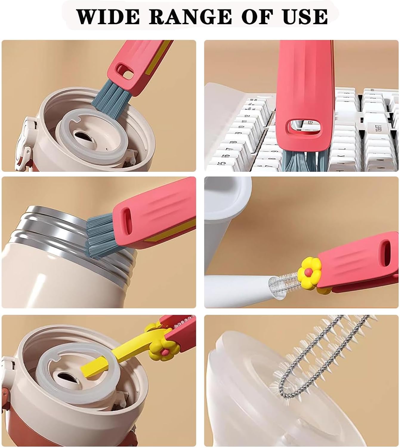 Straw Cleaner Brush Extra Long 13 inch for Stanley Yeti Tumbler Cup Straw Cleaner Brush Kit and 3 in 1 Cup Lid Cleaning Brush Multifunctional Water Bottle Brushes for Cleaning