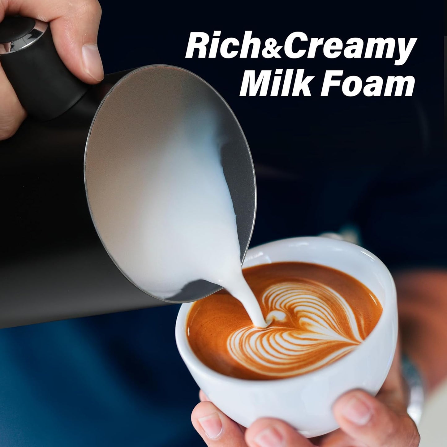 YSSOA Milk Frother and Steamer, 4-in-1 Electric Milk Warmer, 240 ml/8.1 oz Automatic Hot and Cold Foam Maker for Coffee, Macchiato, Latte, Cappuccinos, Hot Chocolate, Black