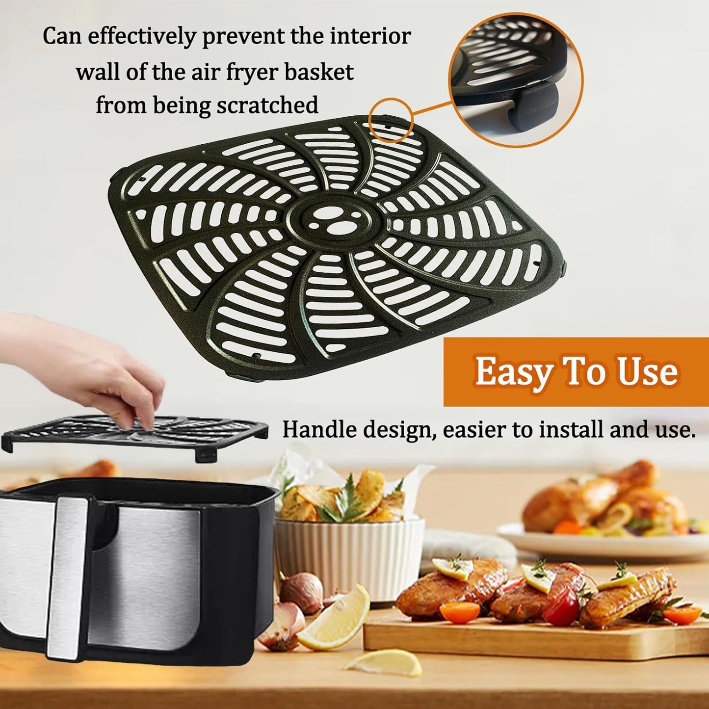 Air Fryer Grill Pan for 8QT Gourmia GAF826 Air Fryers, Upgraded Nonstick Air Fryer Crisper Tray Grill Plate Insert Grate Rack Grid Shelf for Gourmia 8QT Air Fryers, Dishwasher Safe