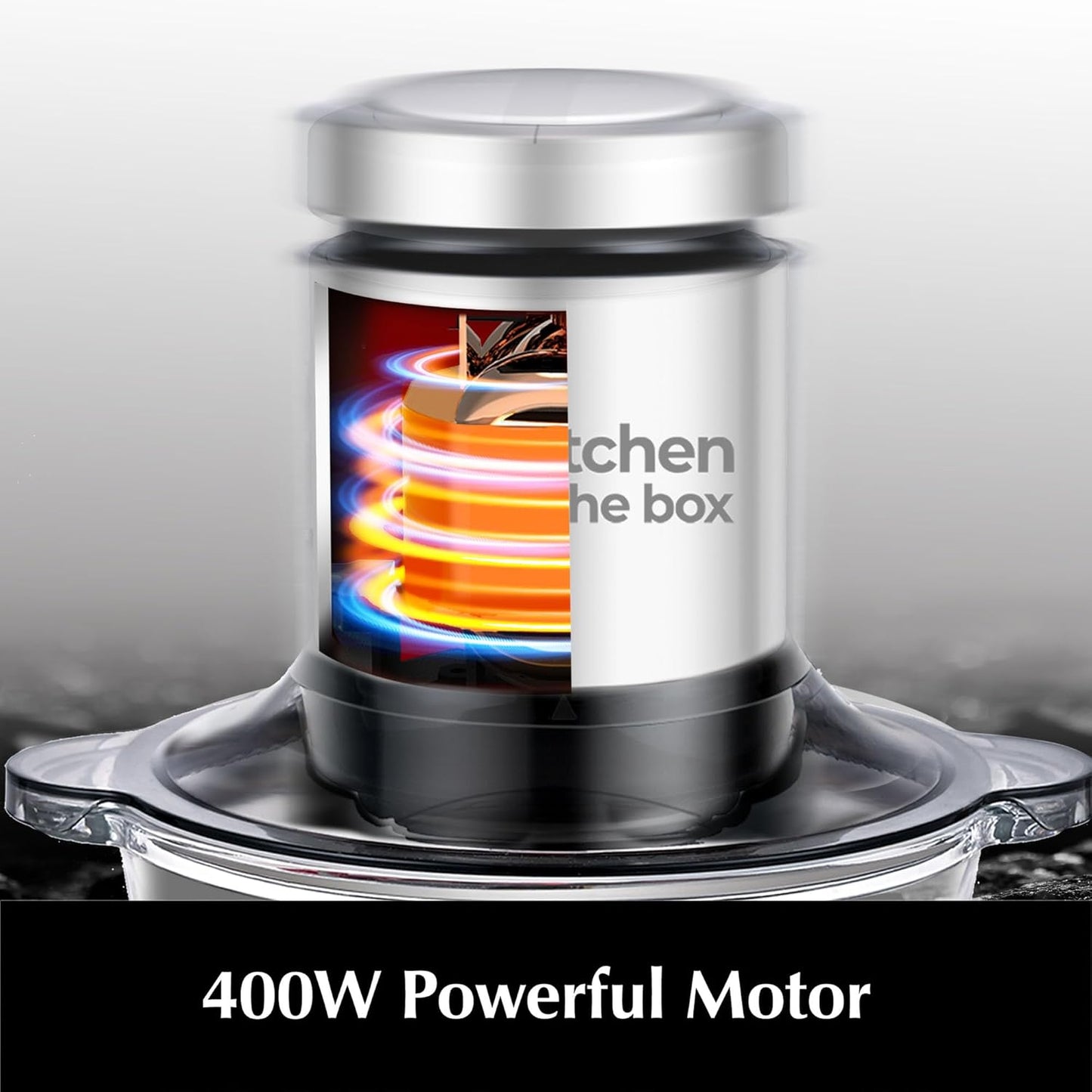 Kitchen in the box Mini Food Processor, Electric Meat Grinder & Food Chopper with 400W Powerful Veggie Chopper-One 3 Cup Bowl & S Blades for Meat/Fish/Vegetable/Baby Food