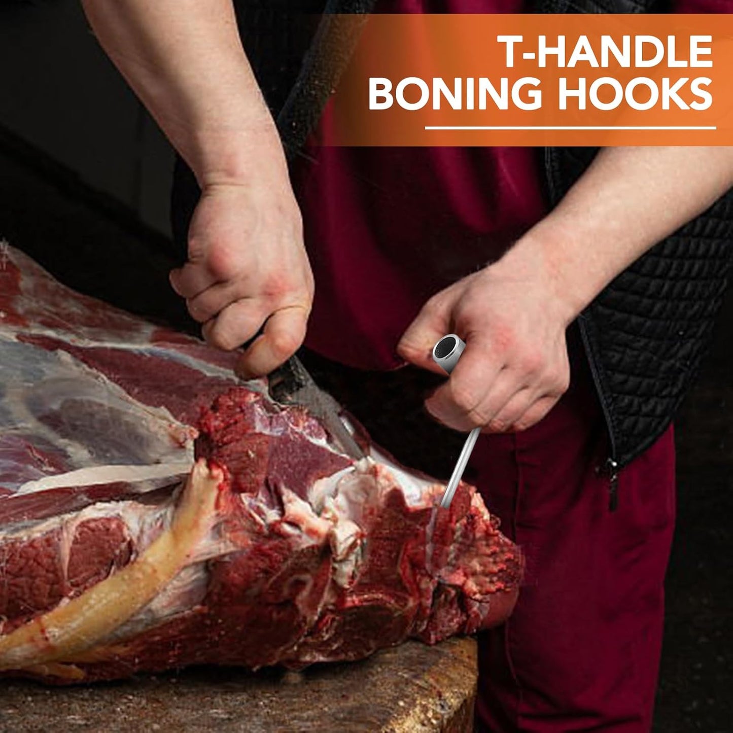 ARTOYS Stainless Steel Meat Hook - 2Pcs - T-Shaped Butcher's Hook for Easy Processing,T-Handle Boning Hooks,Great Hook for The Home-Butcher