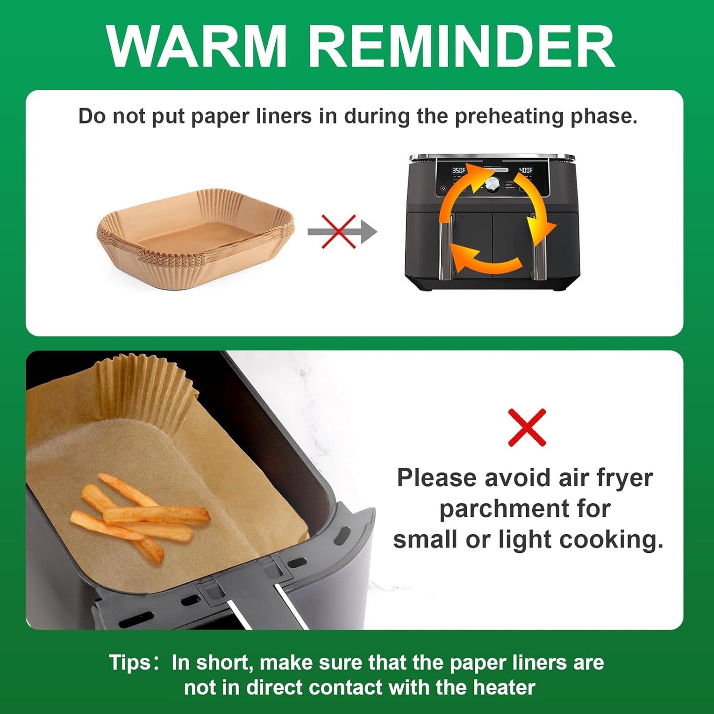 Air Fryer Liners Disposable, 200 pcs Rectangle Air Fryer Parchment Paper Sheets Air Fryer Accessories for Ninja SL401 DoubleStack XL 2-Basket Air Fryer, S006S02