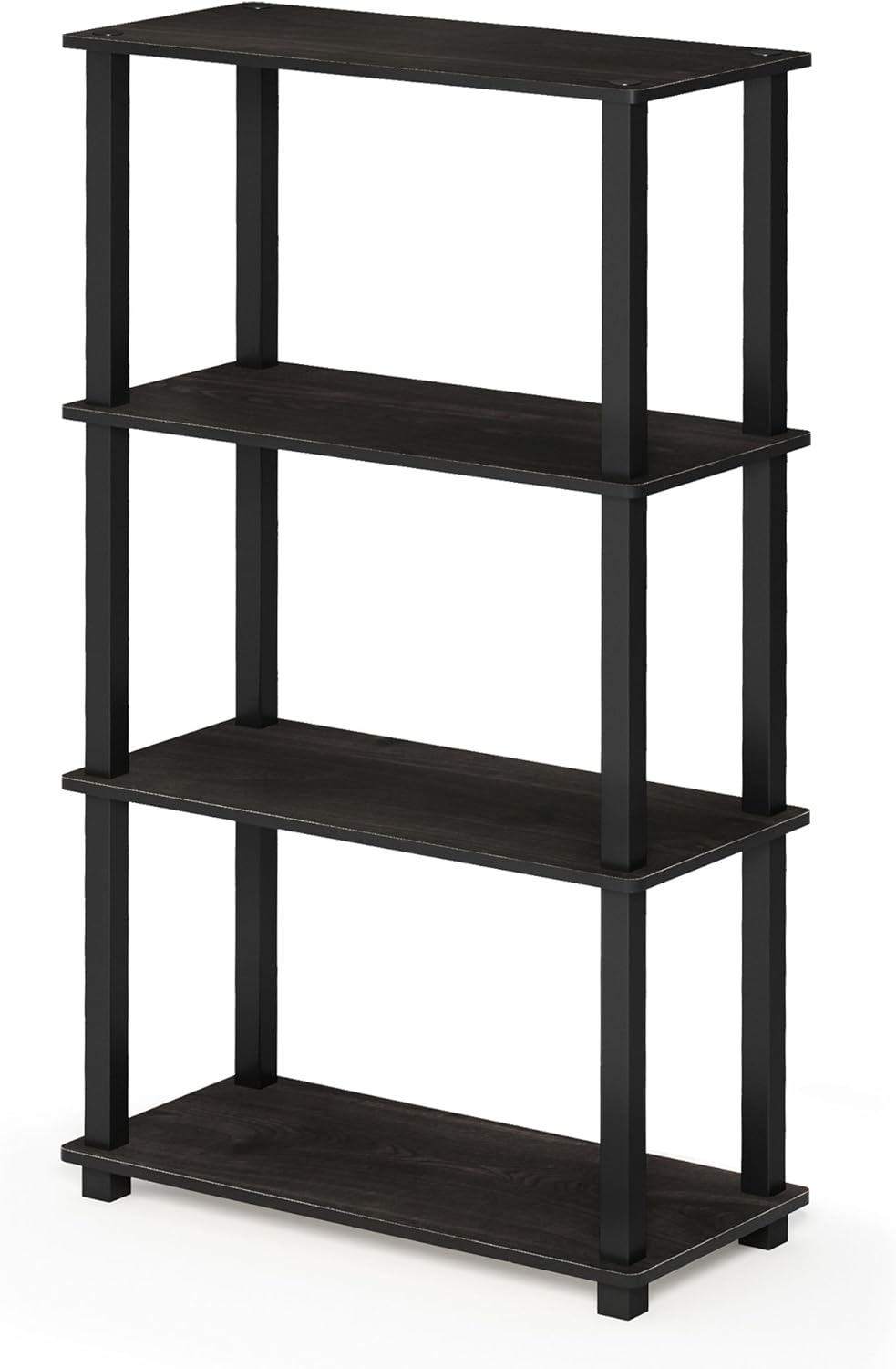 Furinno Turn-N-Tube 4-Tier Multipurpose Shelf Display Rack, Square Tube, Espresso/Black