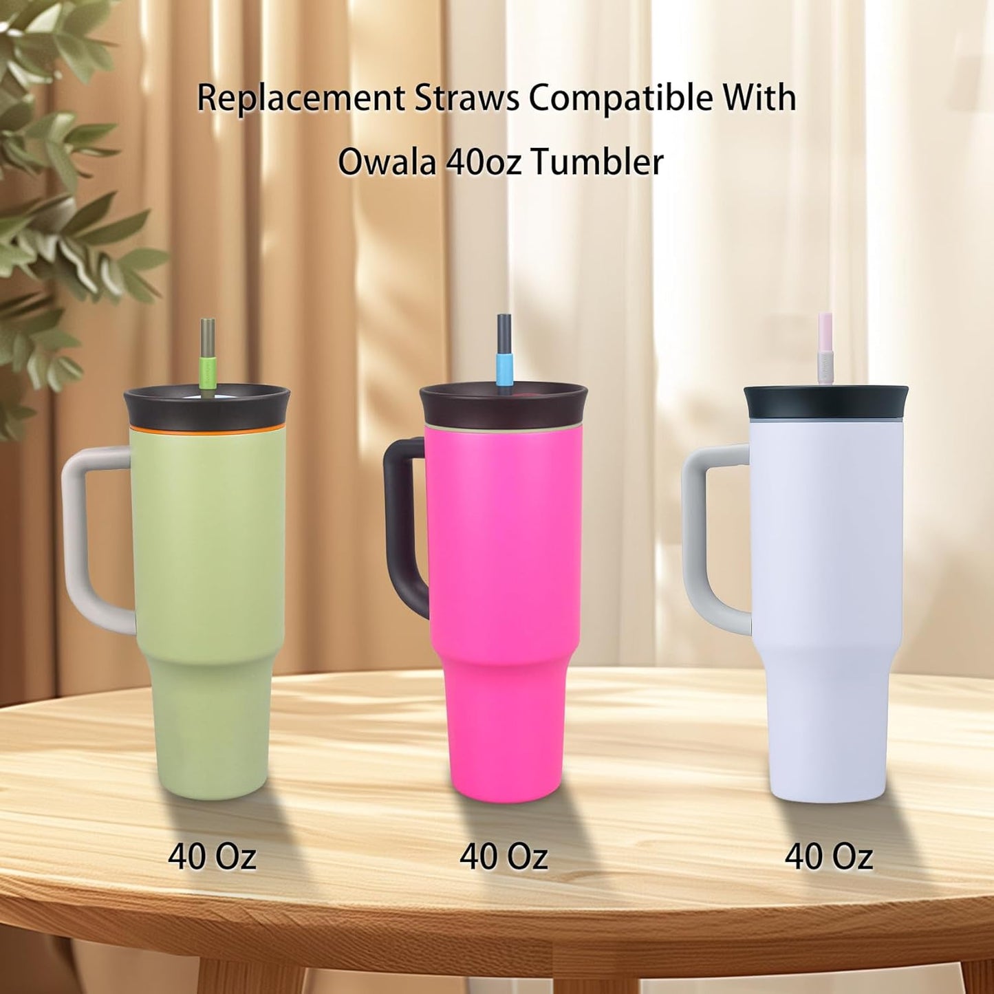 Replacement Straws for Owala 40oz Tumbler, with 1 Brush,6 Pack (Navy blue)