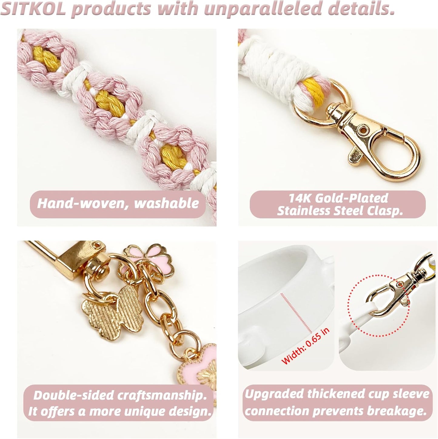 Cute Letter Charm Set Compatible with Owala Water Bottle 24 oz, 32 oz, 40 oz, Owala Kids, Owala Coffee Tumbler, Owala FreeSip – Includes Handle Strap, for Owala Accessories & Stanley Cup Accessories