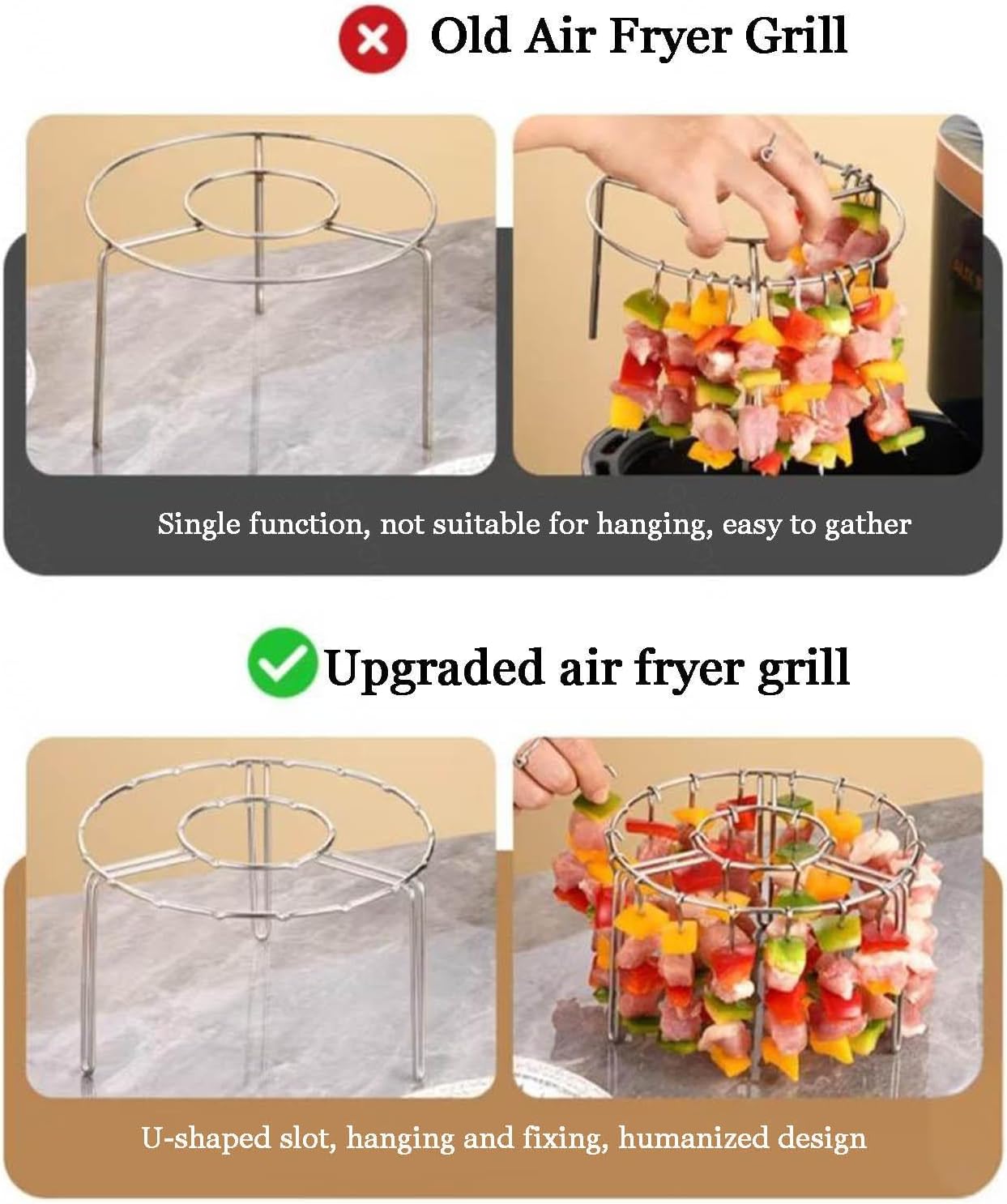 Air Fryer Grill Rack Round Hanging Skewer Rack ‌ Vertical Skewers Holder, Air Fryer Accessories Air Fryer Racks, Suitable for air Fryers, Ovens, etc,24skewers