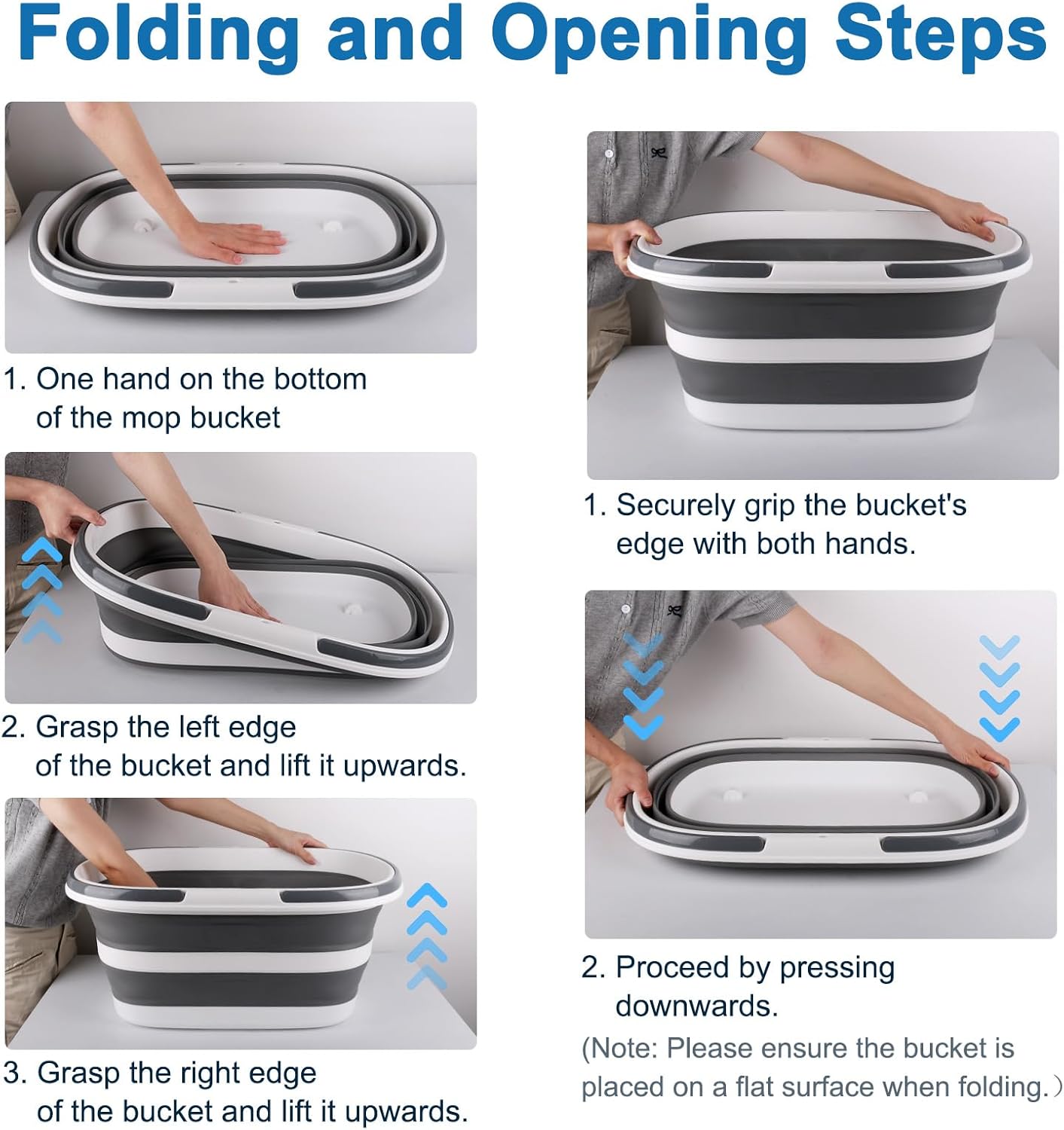 Extra Large Collapsible Bucket 35L Mop Bucket With Handles & Wheels, Plastic Wash Basin Pet Bath Tub for Puppy Dogs Cats, Folding Laundry Basket Clothes Storage Organizer RV Outdoor Camping Essentials