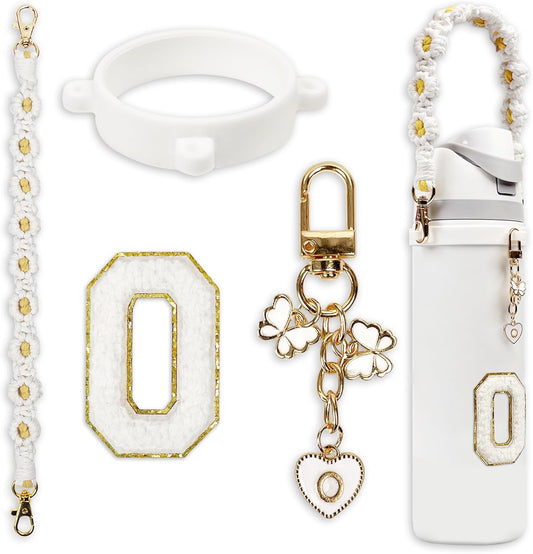 Cute Letter Charm Set Compatible with Owala Water Bottle 24 oz, 32 oz, 40 oz, Owala Kids, Owala Coffee Tumbler, Owala FreeSip – Includes Handle Strap, for Owala Accessories & Stanley Cup Accessories