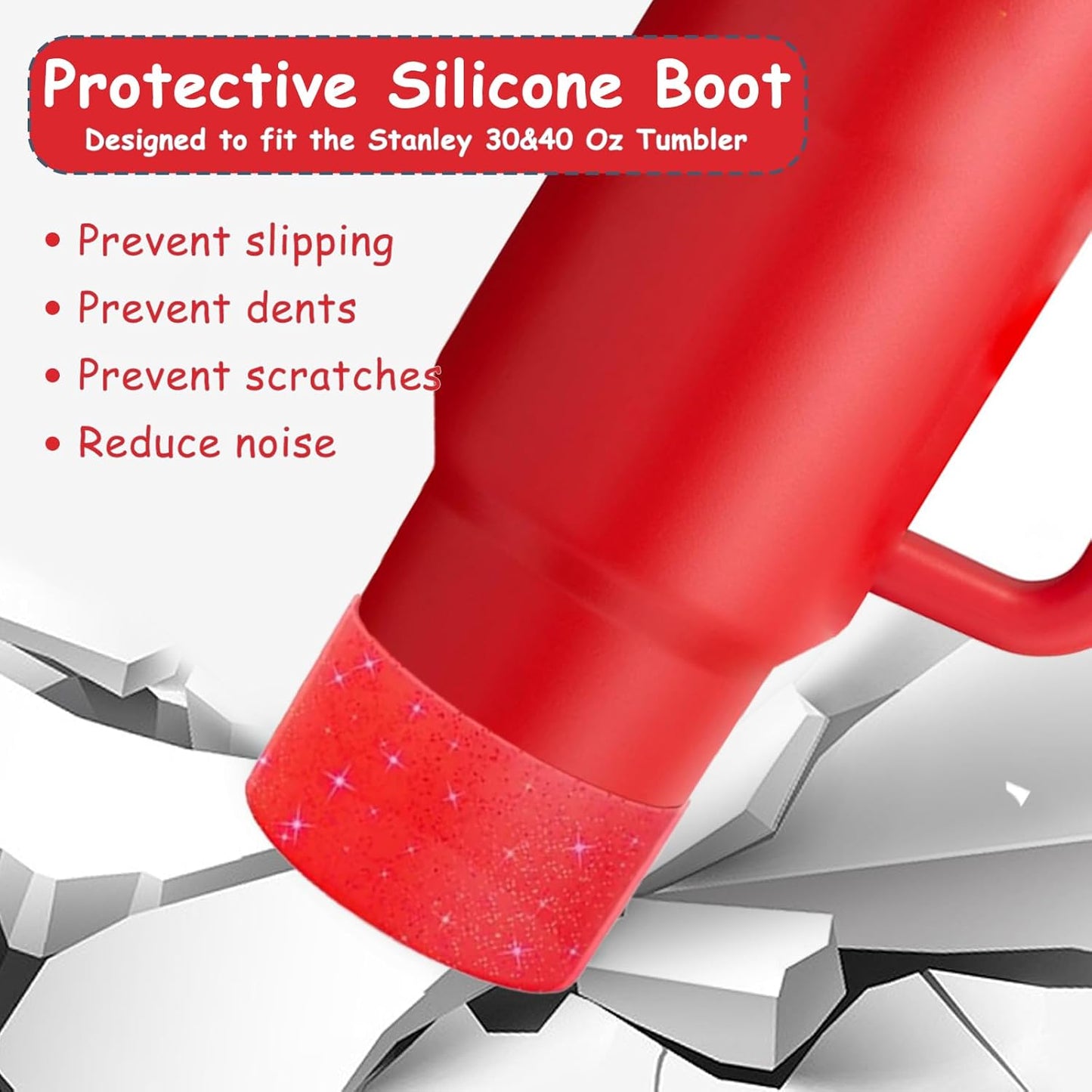 Stanley Cup Accessories Set,Including 2 Pcs 0.4in Straw Cover, 1 Silicone Spill-Proof Stopper Set of 3, 1 Cute Rose Handle Charm, 1 Silicone Boot Fits Stanley 40&30 Oz Tumbler (Chili)