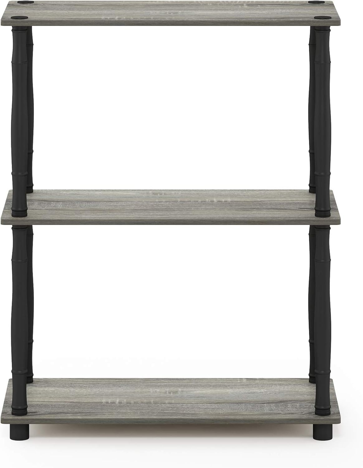 Furinno 18029GYW/BK Turn-N-Tube 3-Tier Compact Multipurpose Shelf Display Rack, Classic, French Oak Grey/Black, 3-Tier Classic Tubes