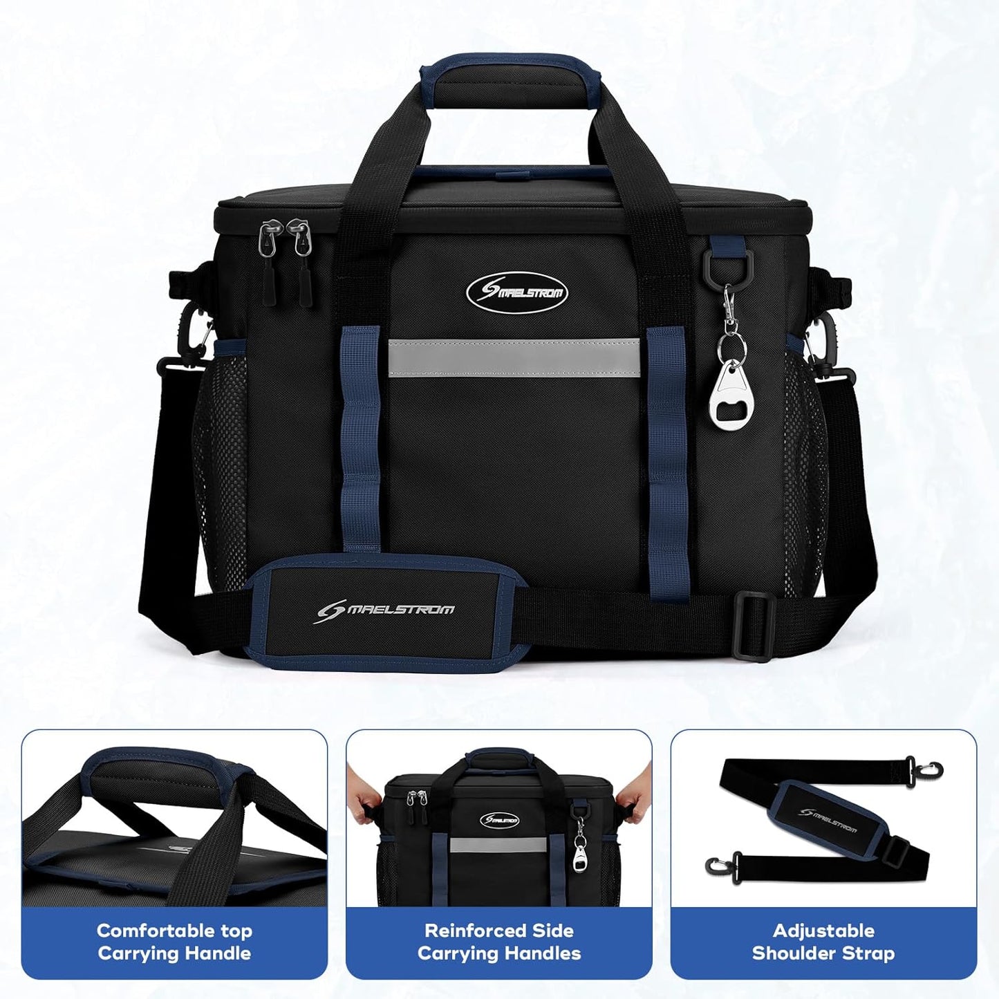 Maelstrom Collapsible Soft Cooler Bag, 24/30/60/75 Cans Beach Cooler, Ice Chest, Leakproof & Portable for Beach, Camping, Road Trips & Grocery Shopping