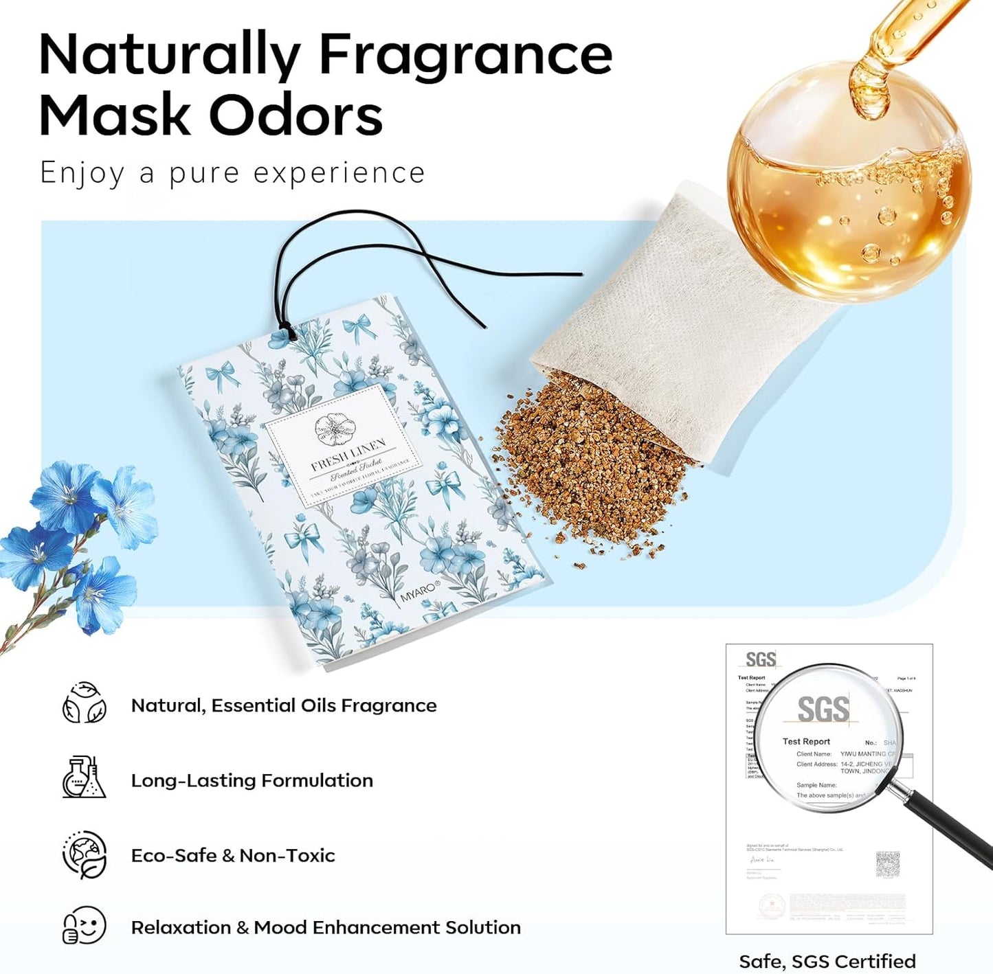 MYARO 20 Packs Fresh Linen Sachets for Drawer and Closet, Long-Lasting Sachets Bags Air Freshener Fresh Scents, Potpourri Bags Home Fragrance for Lover