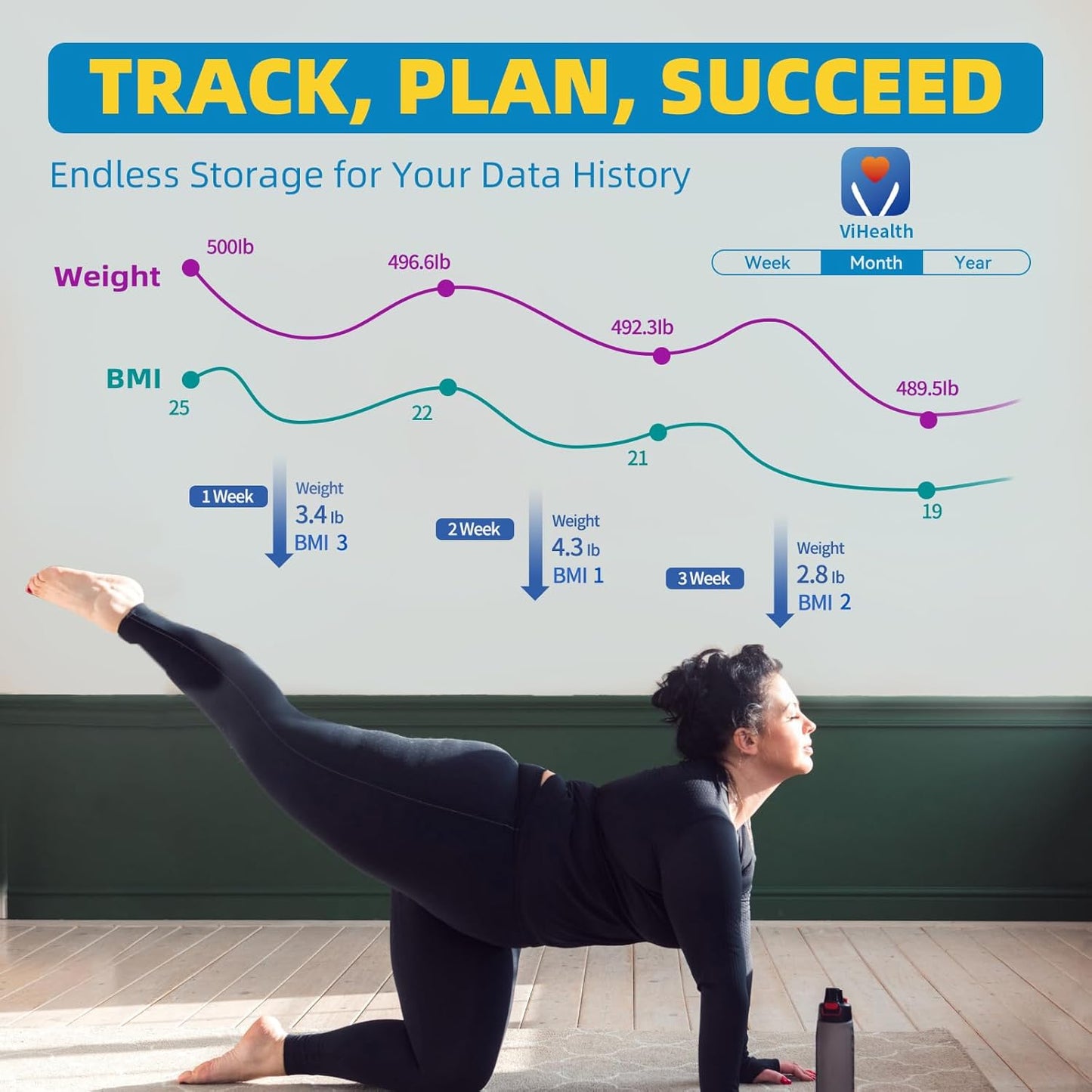 LEPULSE 550lb Bathroom Digital Scale for Body Weight BMI, Extra Wide Platform High Capacity Large Backlit Display, Most Accurate Bathroom Scale up to 500 lbs Weight Scale with APP, 8mm Tempered Glass