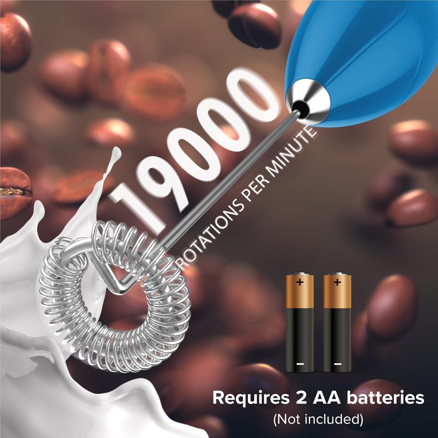 PowerLix Powerful Handheld Milk Frother With Stand Battery Operated Foam Maker Frother Wand For Coffee (A Black) (No Stand Blue)