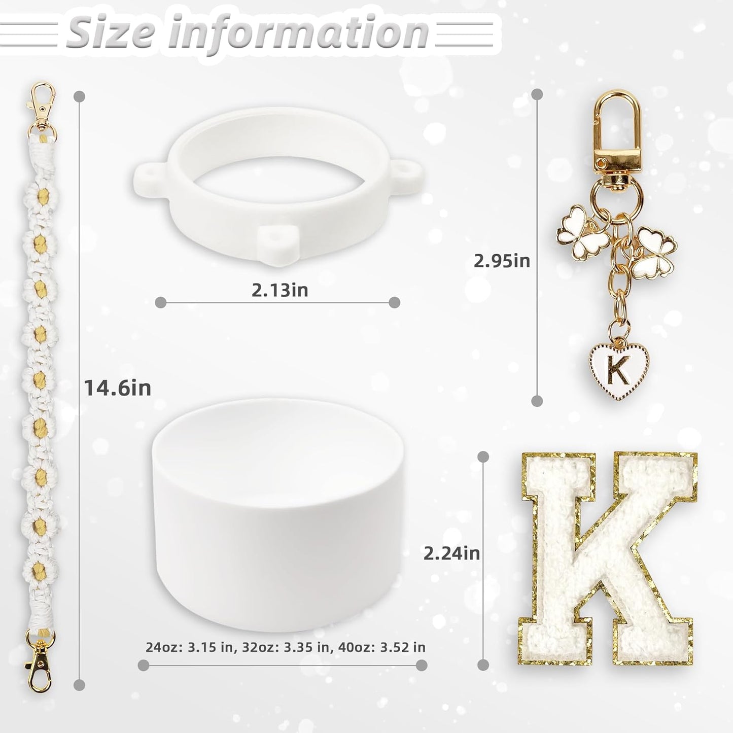 SITKOL Silicone Boot Cute Monogram Set Compatible with Owala Water Bottle 24 oz, 32 oz, 40 oz - Perfect Letter Owala Accessories for Owala Tumbler, Owala Free Sip, Pink Owala, Black Owala