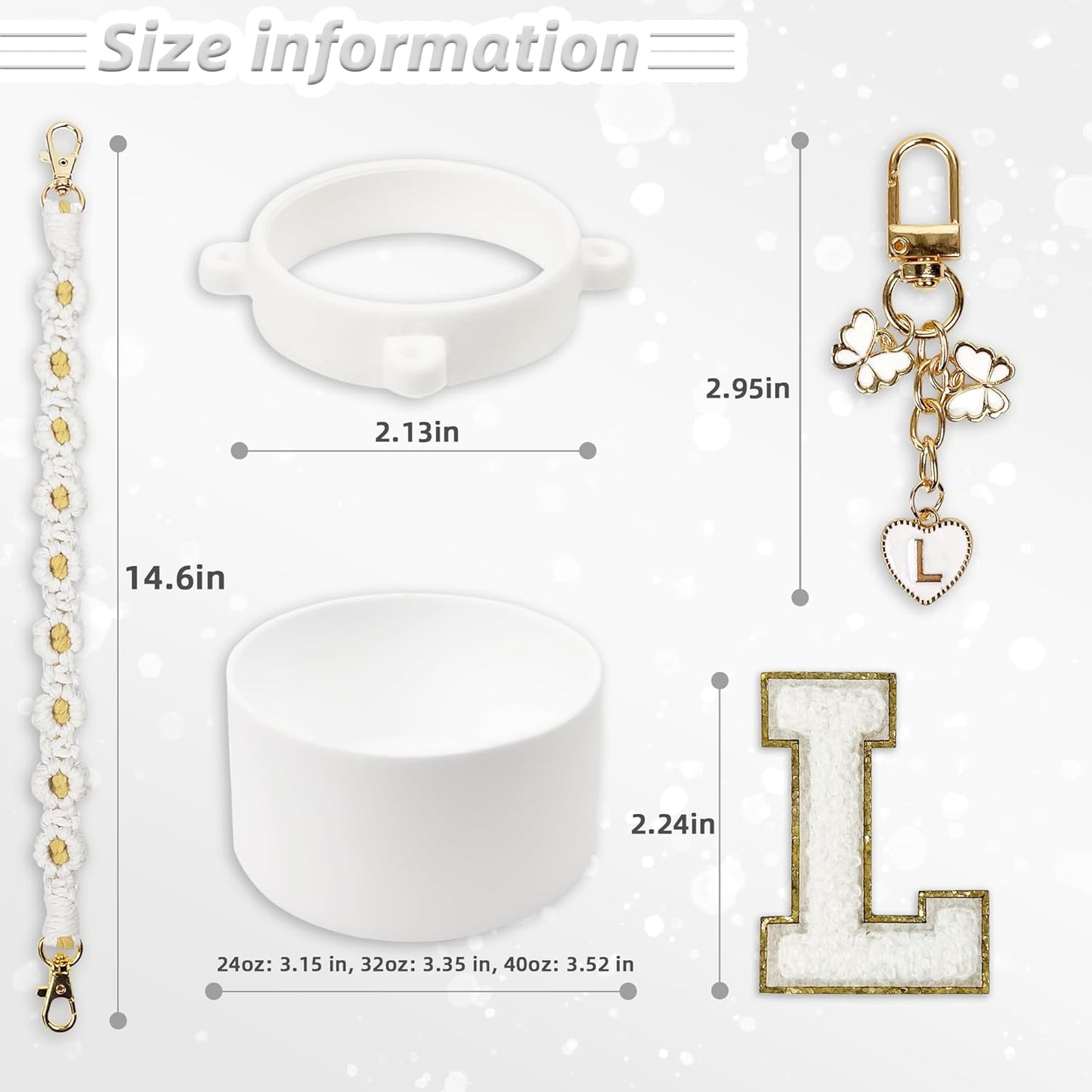 SITKOL Silicone Boot Cute Monogram Set Compatible with Owala Water Bottle 24 oz, 32 oz, 40 oz - Perfect Letter Owala Accessories for Owala Tumbler, Owala Free Sip, Pink Owala, Black Owala