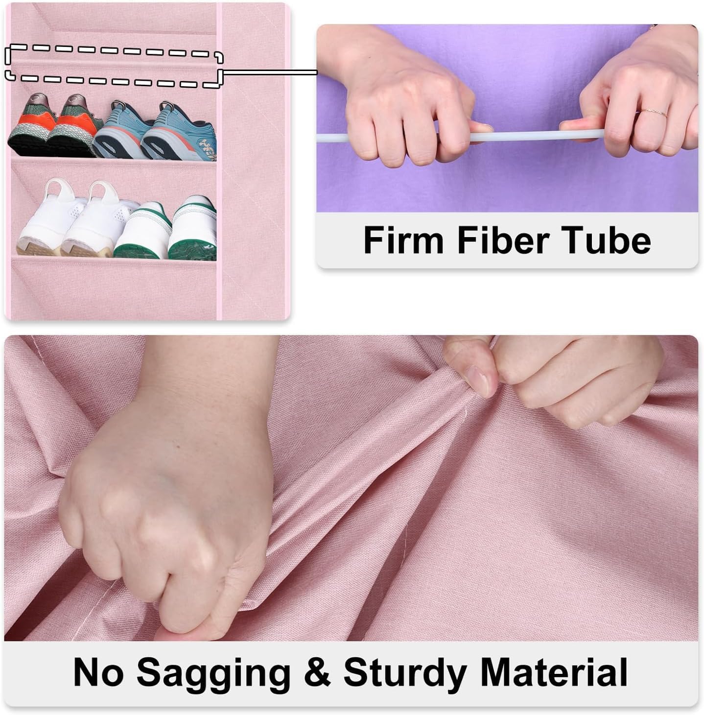 SLEEPING LAMB Over The Door Shoe Organizer for Closet, Kids Sneaker Storage for Hanging Shoe Rack for Door with Large Deep Pockets for Toddler, Girl, Baby Room Decor, Pink