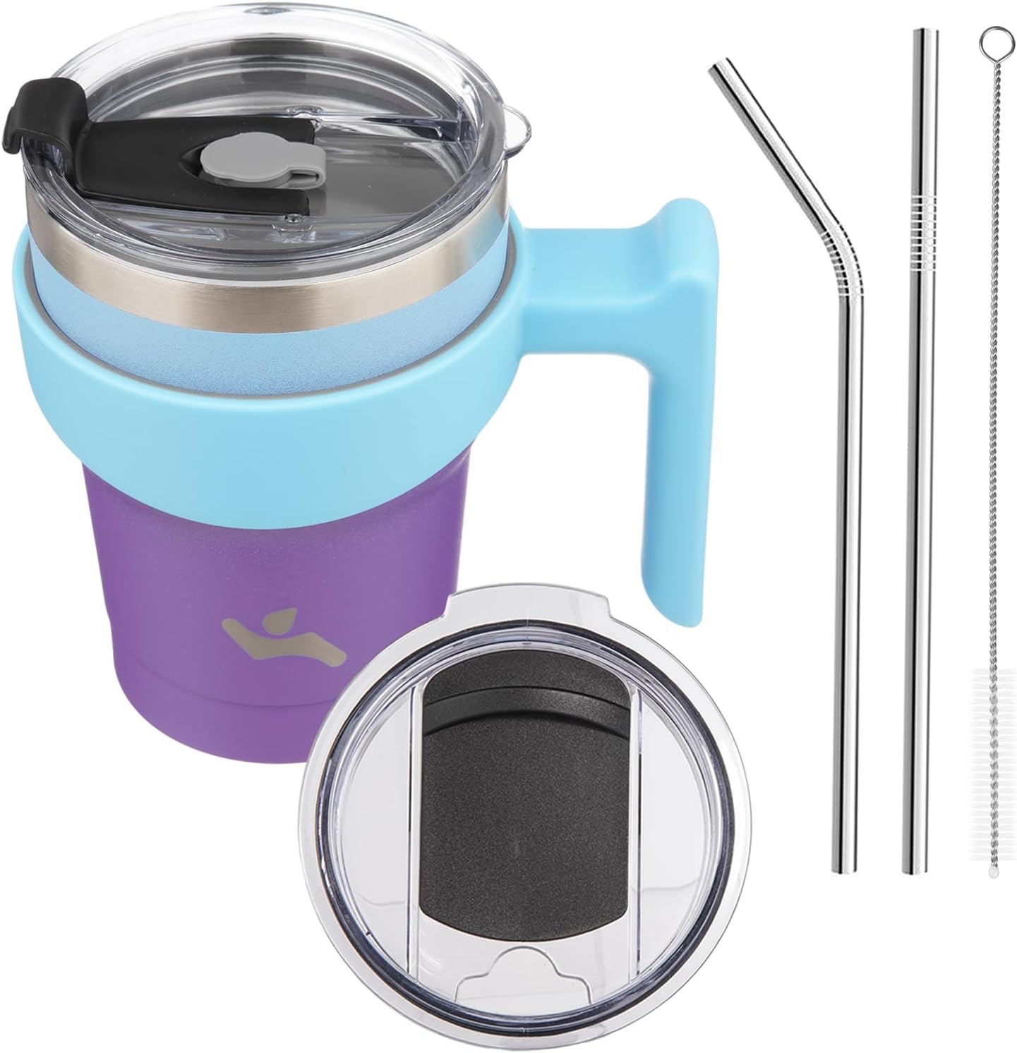 10 oz Tumbler with Handle and 2 Straw 2 Lid, Insulated Water Bottle Stainless Steel Vacuum Cup Reusable Travel Mug,Ocean Dream