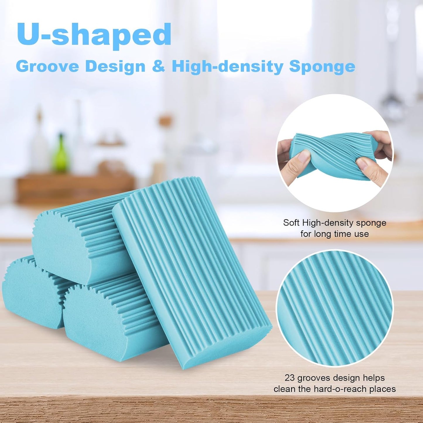2-Pack Damp Clean Duster Sponge, Magic Sponge Eraser Baseboard Cleaner Tool, Dusters for Cleaning Blinds, Glass, Vents, Railings, Mirrors,Window Track Grooves and Faucets