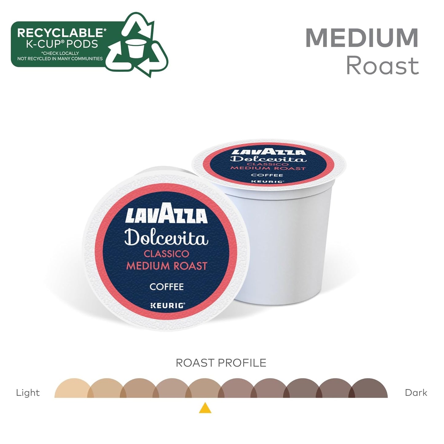 Lavazza Dolcevita Classico, Single-Serve Keurig K-Cup Pods, Medium Roast Coffee, 32-Count Box