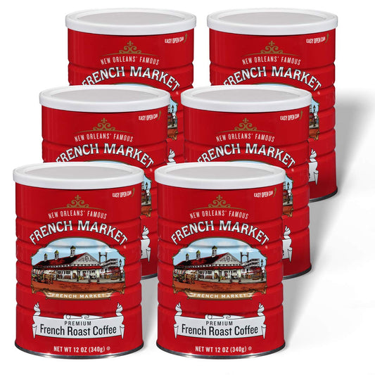 French Market French Roast Medium-Dark Roast Ground Coffee, 12oz Can (Pack of 6)