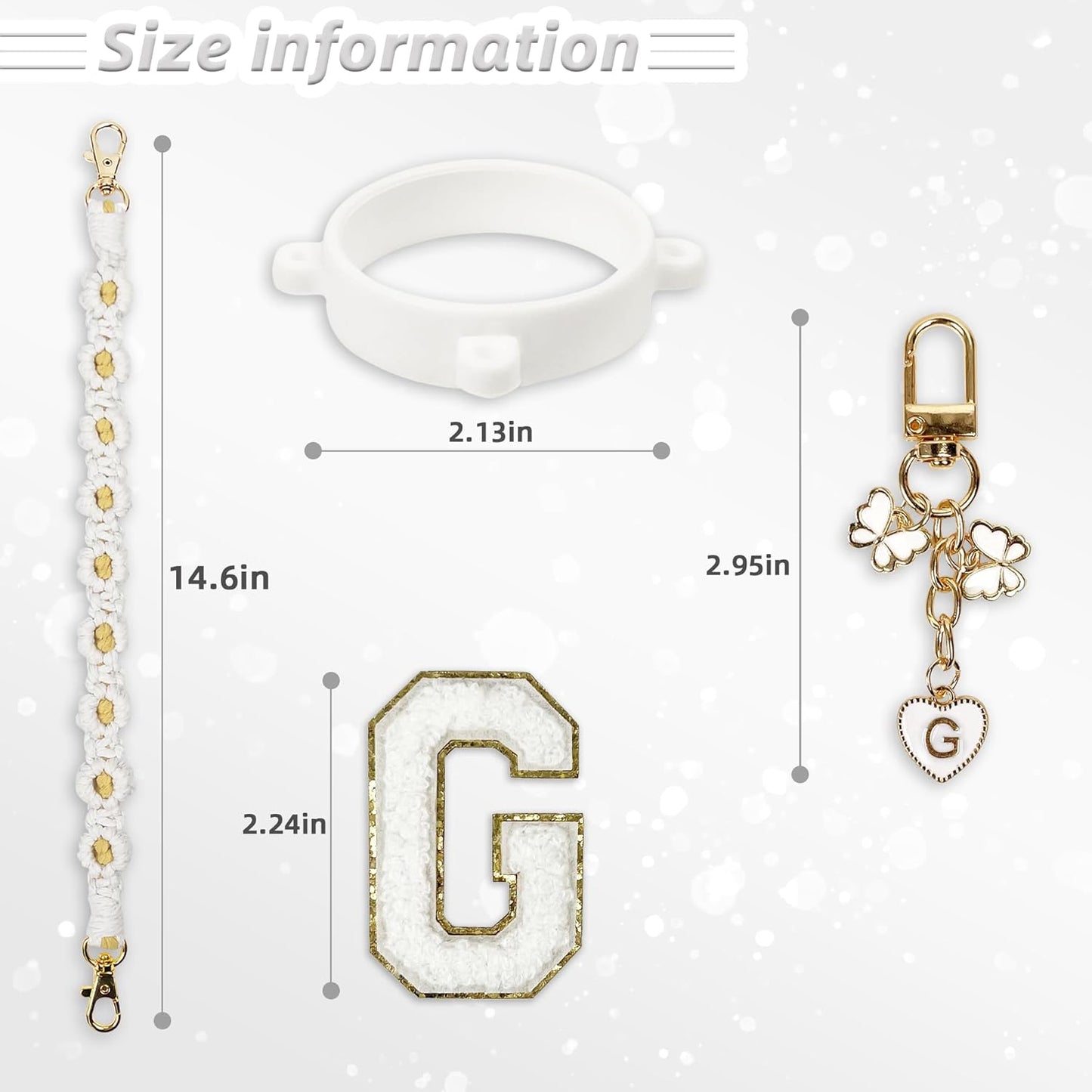 Cute Letter Charm Set Compatible with Owala Water Bottle 24 oz, 32 oz, 40 oz, Owala Kids, Owala Coffee Tumbler, Owala FreeSip – Includes Handle Strap, for Owala Accessories & Stanley Cup Accessories