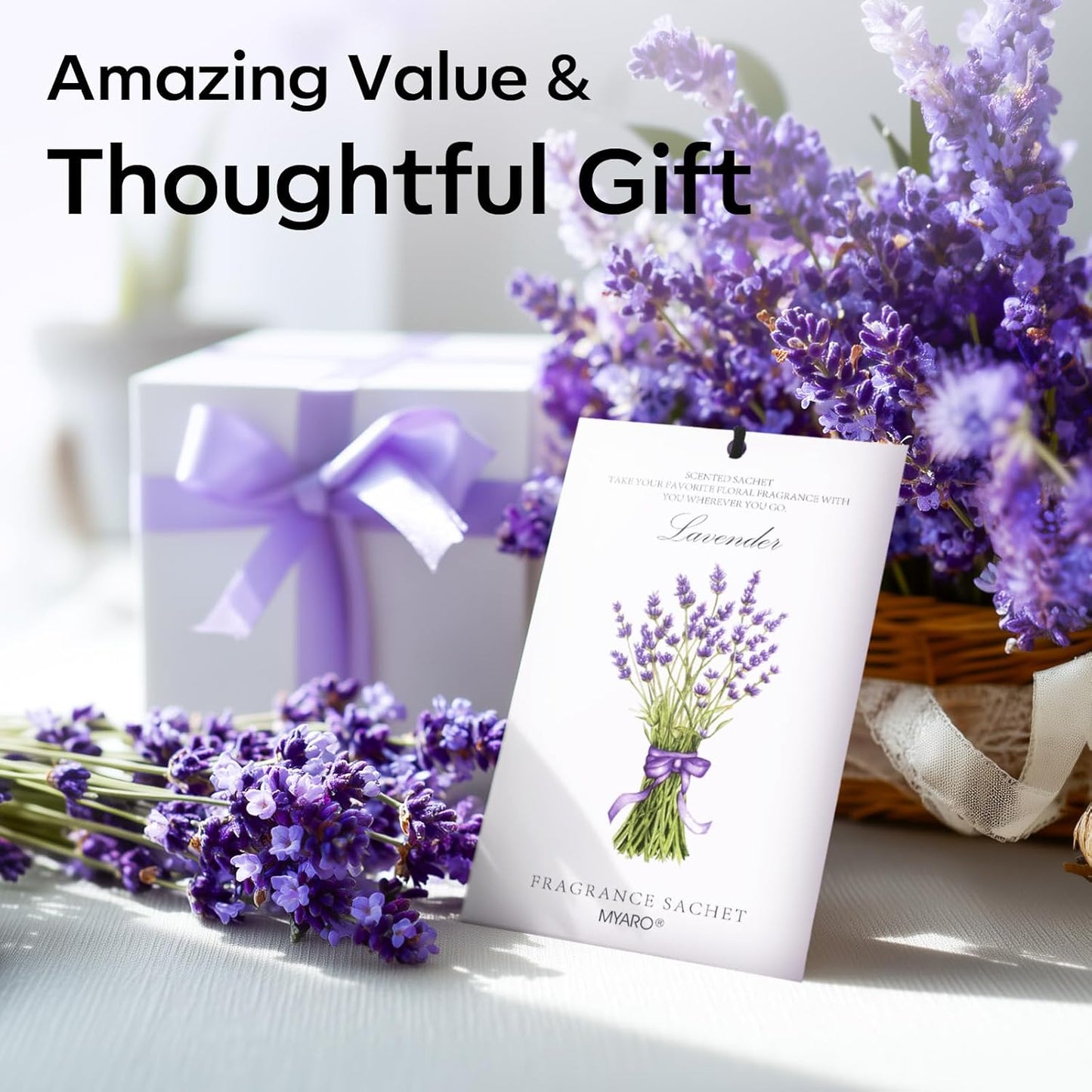 MYARO 12 Packs Lavender Scented Sachets Air Freshener for Drawer and Closet, Long-Lasting Sachet Bag Room Car Odor Deodorizer Fresh Scent Home Fragrance