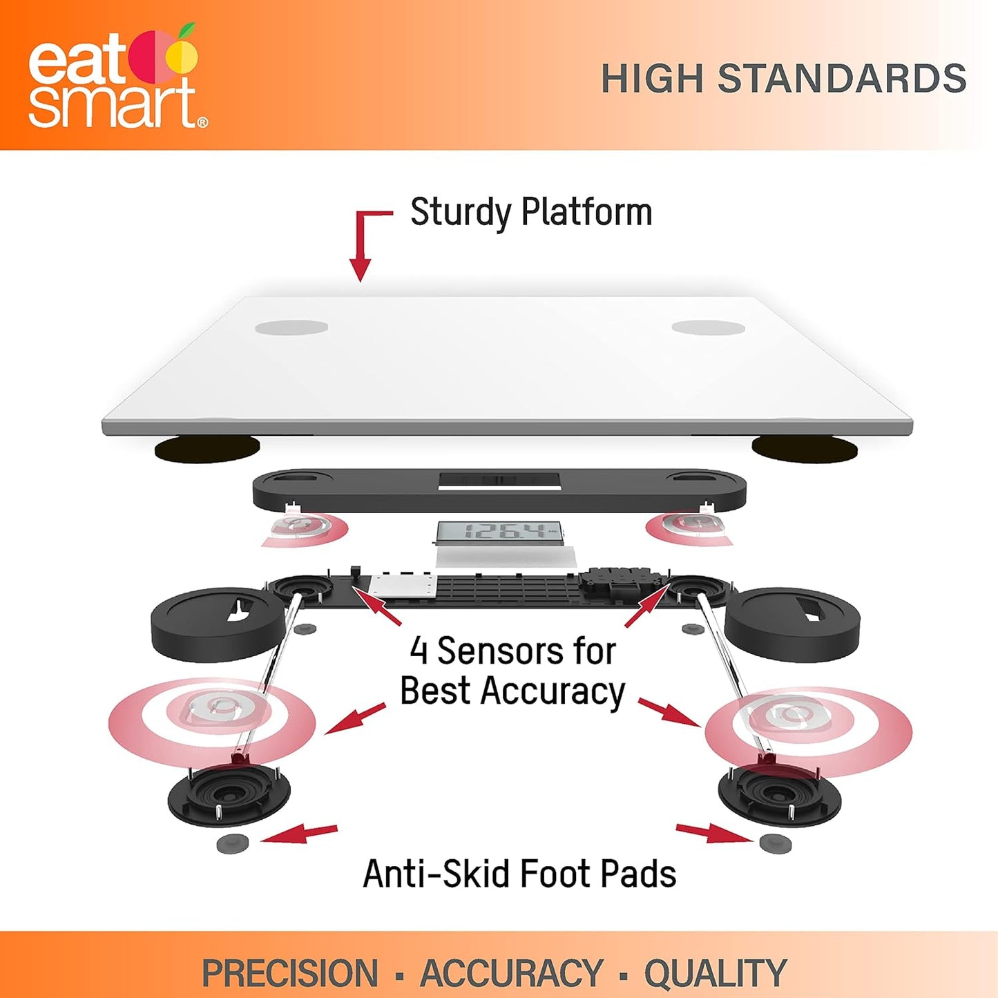 EatSmart Precision Plus Scale for Body Weight, Wide Platform for added comfort. Extra heavy 440 LB capacity