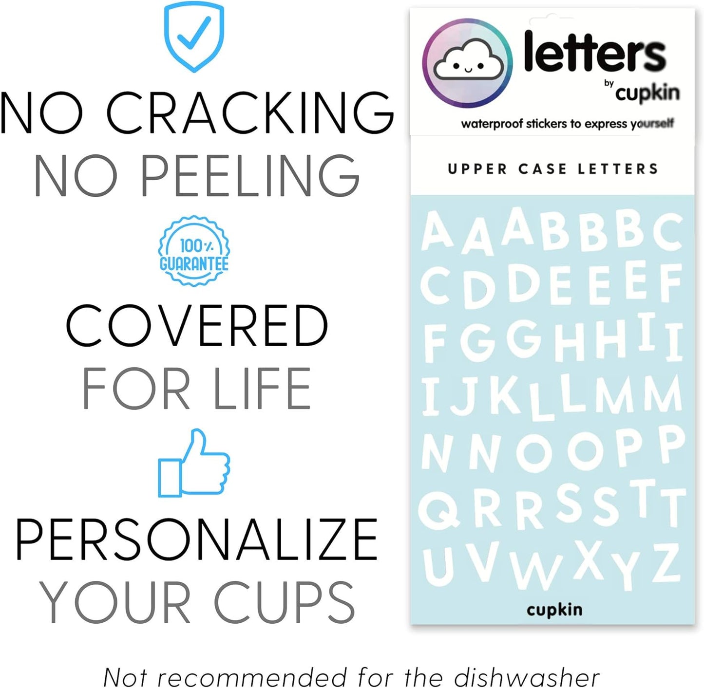 Waterproof Stickers to Personalize Your Stainless Steel Kids Cups: Write Your Kid's Names or Fun Words (47 Sticker Sheet)