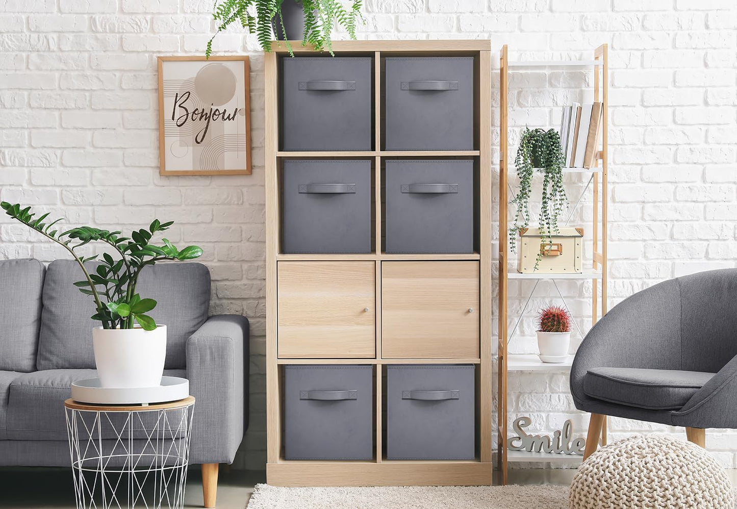 Sorbus Fabric Storage Cubes - 6 Foldable Storage Bins for Organizing Pantry, Cubbies, Toy Box - Clothes Storage & Closet Organizer - 13 Inch Collapsible Cube Baskets for Shelves with Handle