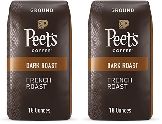 Peet's Coffee Dark Roast Ground Coffee | French Roast | 36 Ounces | 2 Bags