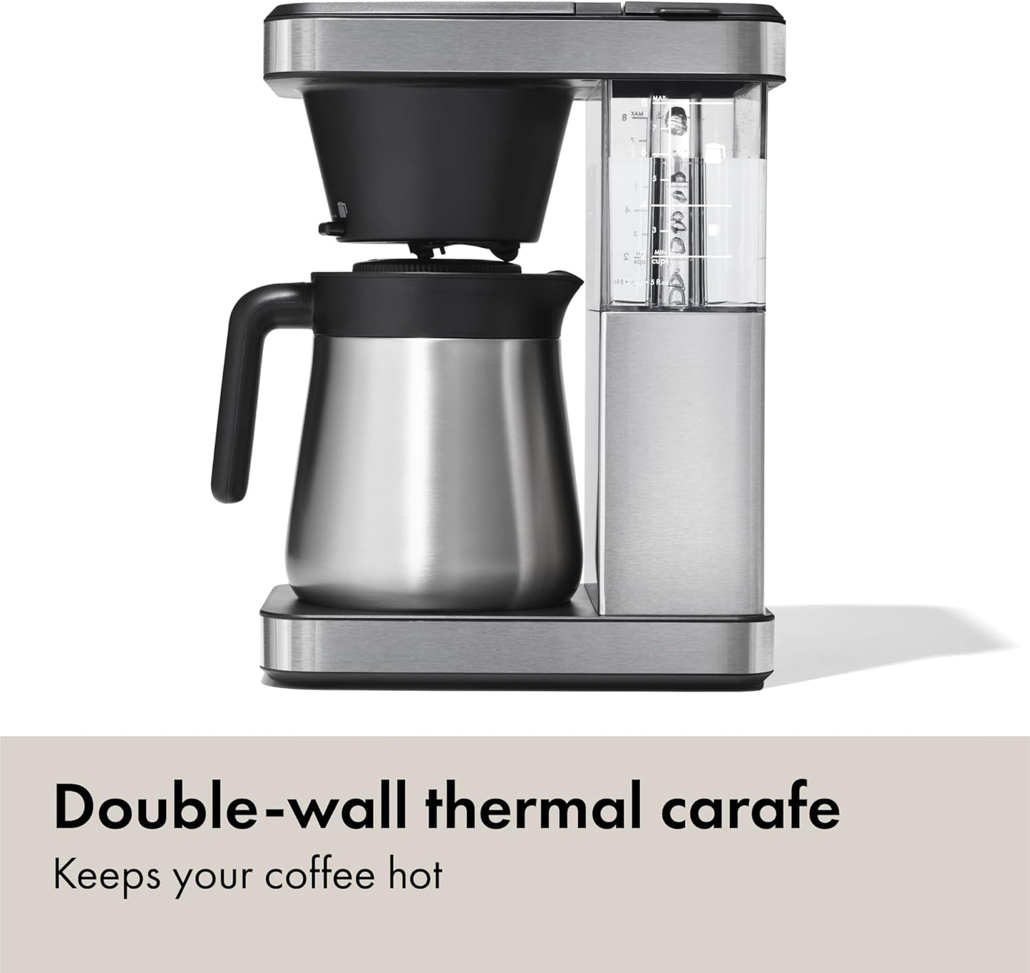 OXO Brew 8-Cup Coffee Maker - Single-Serve & Carafe, Thermal Stainless Steel, SCA Certified