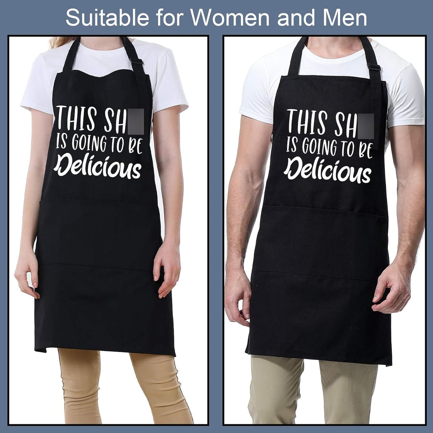 Miracu Funny Cooking Aprons for Women, Funny Baking Aprons for Men Dad - Mens Cooking Gifts for Bakers Husband Boyfriend - Christmas Fathers Day Birthday Kitchen Gifts for Men, BBQ Grilling Presents