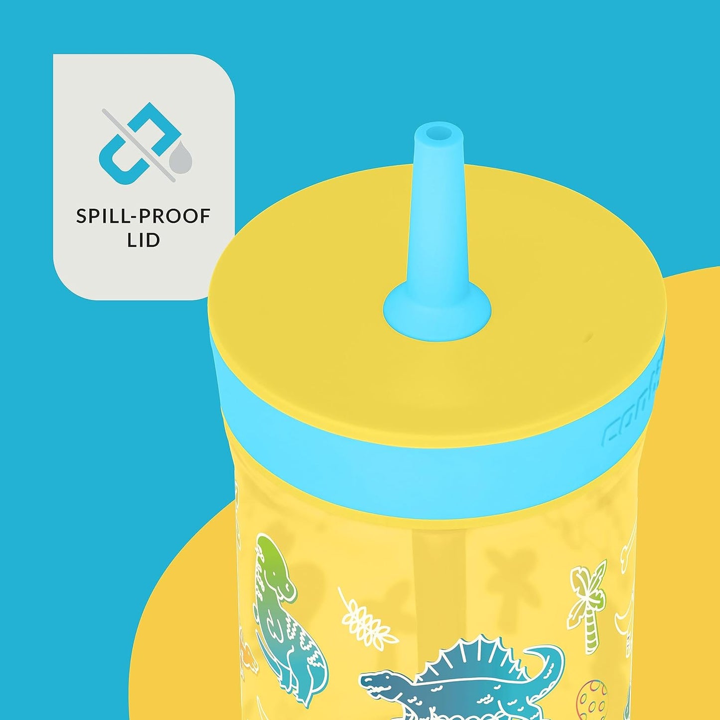Contigo Kids’ Leighton Straw Tumbler with Spill-Proof Leak-Proof Lid 14oz Pineapple/Dinos