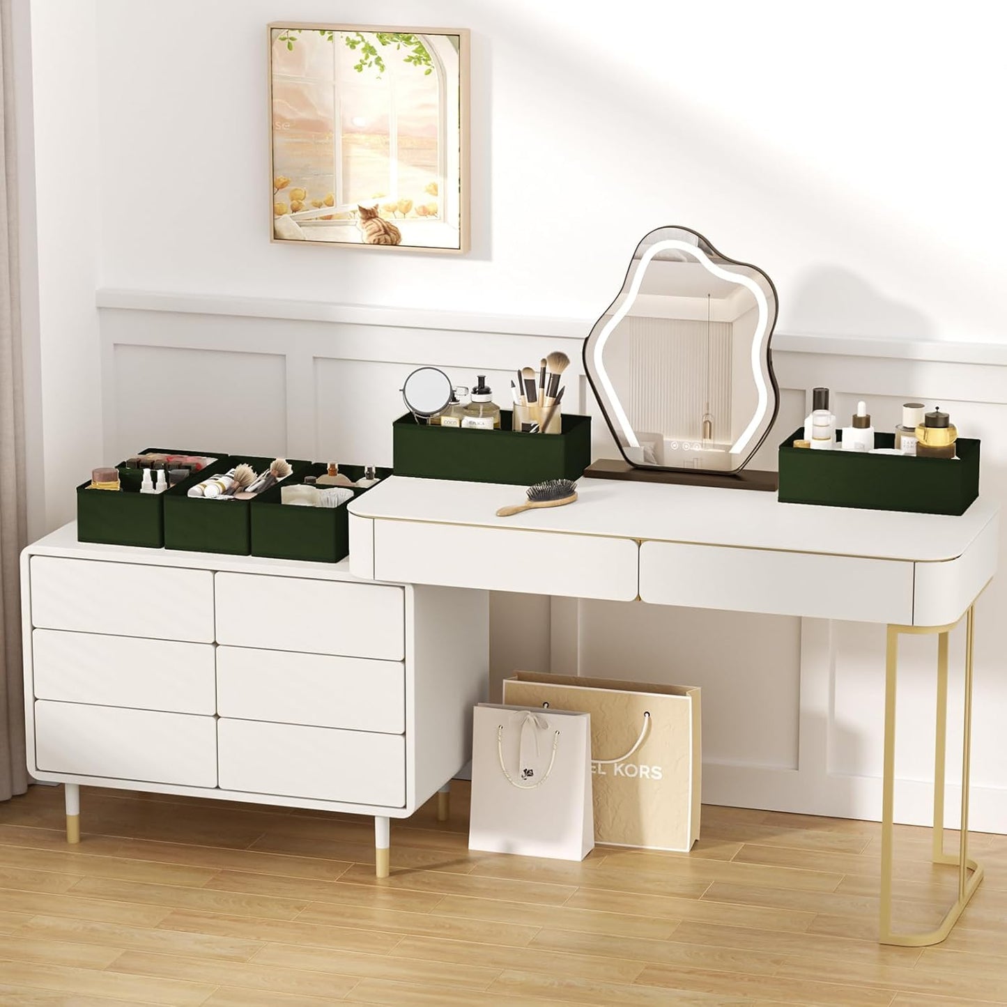 DIMJ Drawer Organizer Clothes, 15 Pack Dresser Organizer, Foldable Closet Organizers and Storage, Fabric Dresser Bins, Drawer Dividers for Nursery, Baby Clothes, Underwears, Sock (Green)