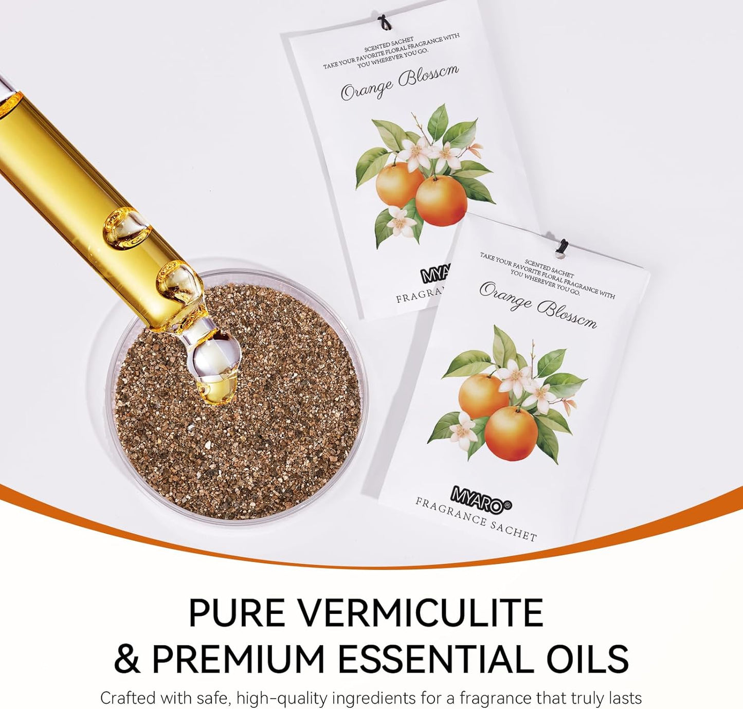 MYARO 12 Packs Orange Blossom Fall Scent Sachets for Drawer and Closet - Long Lasting Bathroom Odor Deodorizer Car Air Frehener for Home