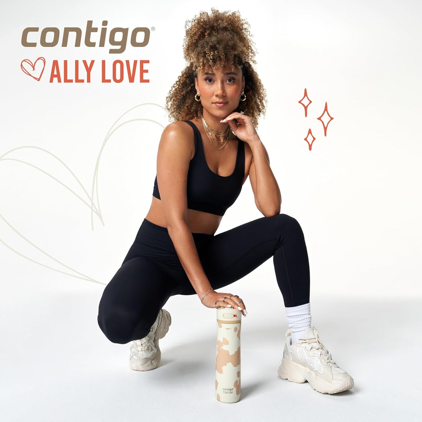 Contigo x Ally Love Jackson Chill 2.0, Stainless Steel, Spill Proof Water Bottle with AutoPop Lid, BPA Free, 24oz, Oatmilk