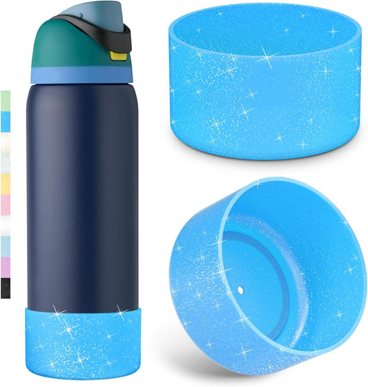 2PCS Glitter Silicone Boot for Owala Water Bottle, Anti-Slip Protective Sleeve for Owala Twist,FreeSip and Flip Stainless Steel Water Bottle, BPA-Free, Dishwasher Safe, Accessories