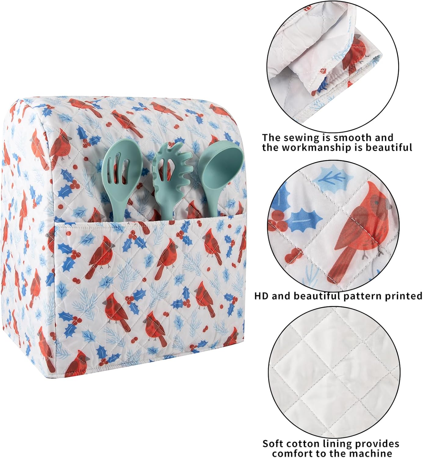 Stand Mixer Cover,Cardinal Print Kitchen Mixer Cover Compatible With 5-8Qt Kitchenaid Hamilton Mixers,Cardinal Gifts Kitchen Decor,Kitchen Aid Mixer Covers,Pioneer Woman Kitchen Aid Mixer Assecories
