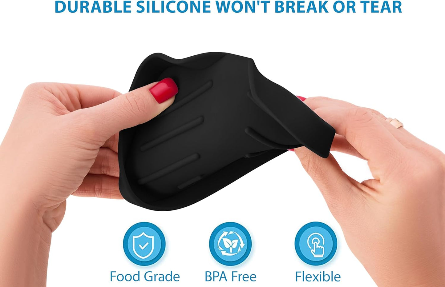 Black Silicone Soap Dish Tray, Self Draining Soap Holder for Bar Soap, Silicone Soap Tray with Drainage, Dish Soap Tray for Kitchen Counter, Plastic Free, S(4.7x3.5)