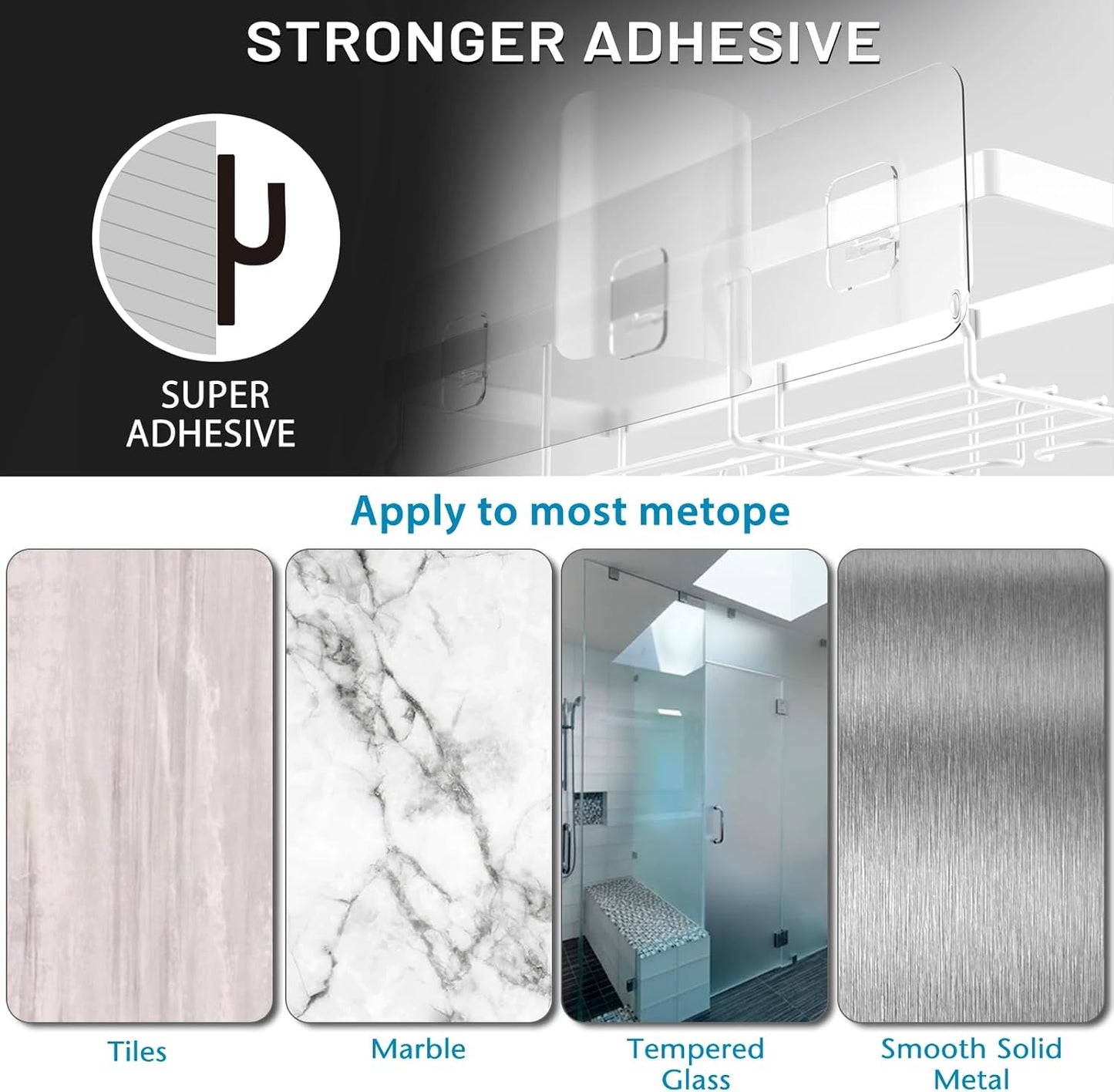 Moforoco Adhesive Shower Caddy Organizer Shelves Rack - 5 Pack Corner Bathroom Storage Organization, Home & Kitchen Decor Inside RV Accessories, Hanging First Apartment Household Camper Essentials