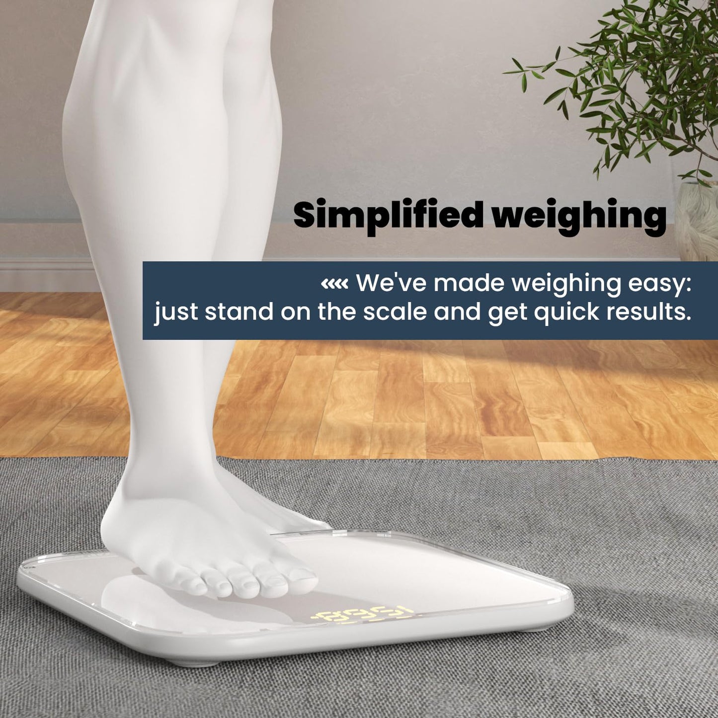 Digital Bathroom Scale for Body Weight,Accurate Weight Scale up to 440lbs,Body Scales with Sturdy Tempered Glass,with LED Display,Step-on,Compact Size,3 Units and Batteries inclued,White