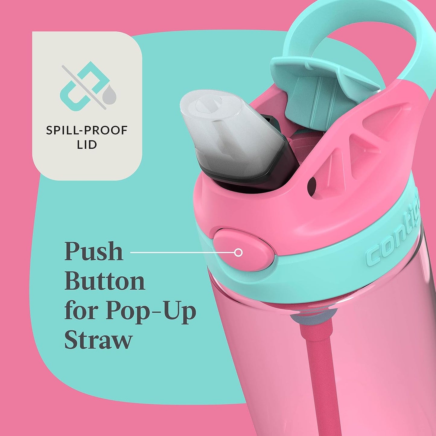 Contigo Aubrey Kids Dinos & Sharks Cleanable Water Bottle with Silicone Straw Spill-Proof Lid Dishwasher Safe 14oz 2-Pack (Pack of 4)