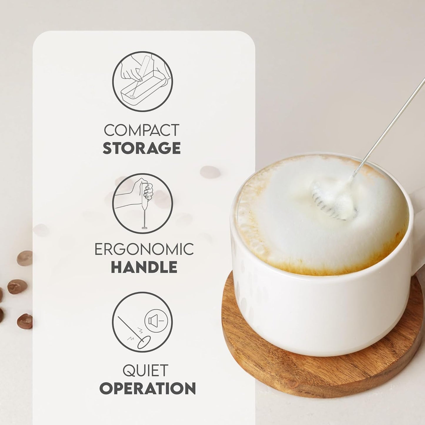 Zulay Kitchen FrothMate Powerful Milk Frother Portable & Compact Handheld Foam Maker Lattes, Cappuccinos (Gray, Froth Mate)