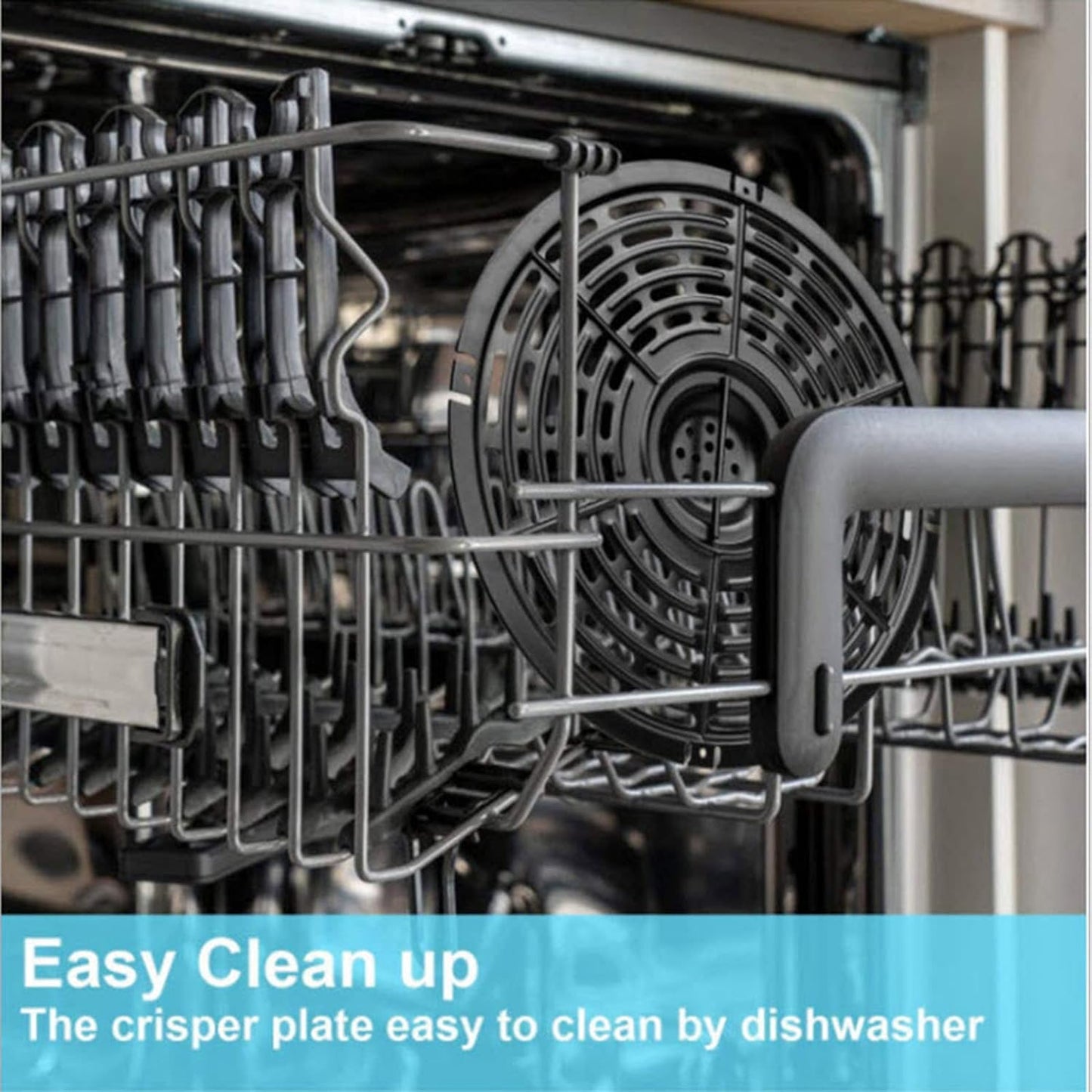 Focket 21.6cm 8.5 Inch Air Fryer Replacement Crisper Plate, Non Stick Coating Pan Air Fryer Grill Pan Air Fryer Grill Plate for Steak, Dishwasher , Air Fryer Accessories Tray