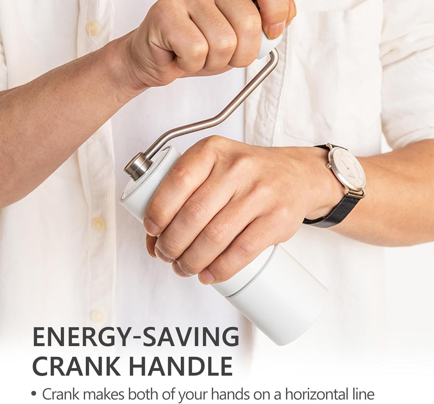 TIMEMORE Chestnut C3S Manual Coffee Grinder with CNC Stainless Steel Conical Burr Capacity 25g, Internal Adjustable Setting, Double Bearing Positioning for Travel, Camping, White