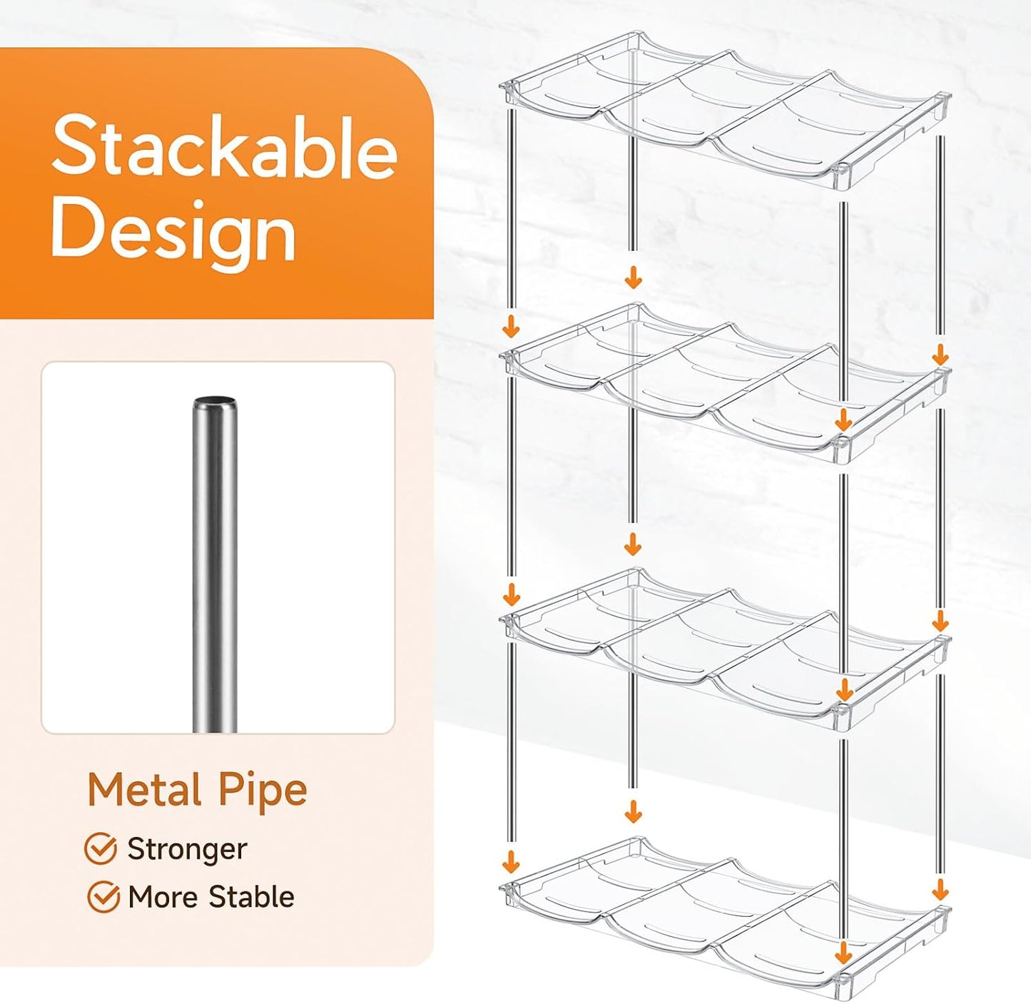 Water Bottle Organizer for Stanley 40 oz Tumbler, Stackable Water Bottle Holder for Kitchen Fridge Cabinet Organization and Storage, Plastic Wine Rack/Drink Bottle Holder (4 Pack - Hold 12)